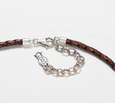 American West Sterling Silver and Leather Concha Necklace